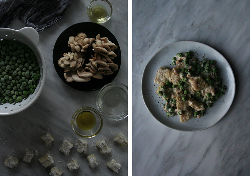 Gnocchi with Oyster Mushrooms & Sweet Peas (vegan)