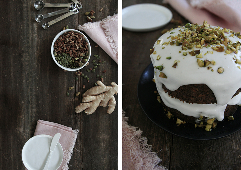 mini carrot cake with coconut cream and pistachios (vegan + gluten-free)