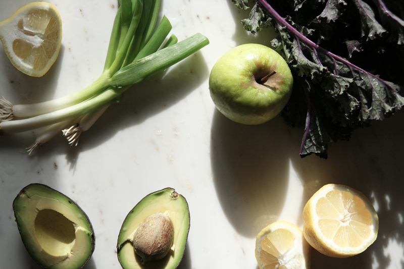 green apple + avocado kale salad, vegan, vegetarian, gluten-free